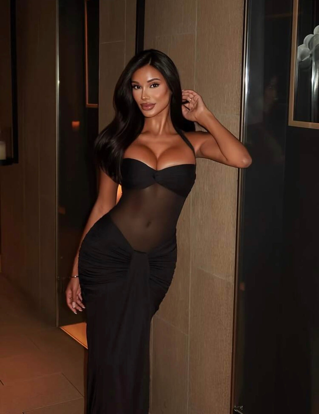 Midnight Mesh Maxi Dress