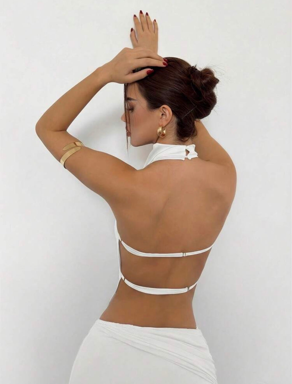 White Satin Open-Back Top