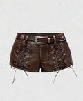 Rebel Lace-Up Leather Shorts