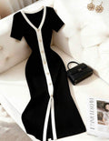 Paris Contrast Knit Midi Dress