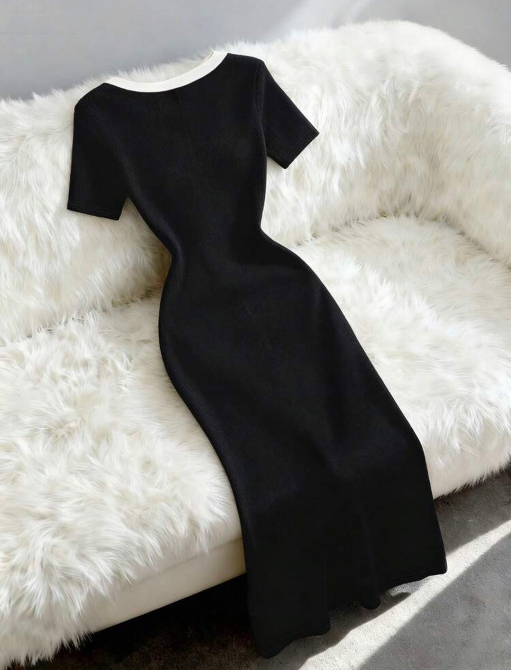 Paris Contrast Knit Midi Dress