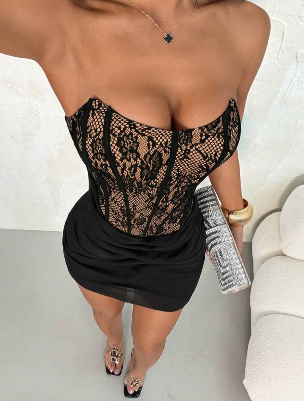 Noir Lace Corset Mini Dress