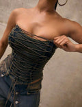 Rebel Lace-Up Denim Corset