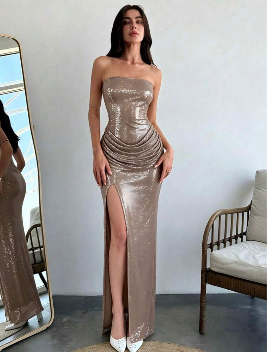 Champagne Glow Sequin Gown