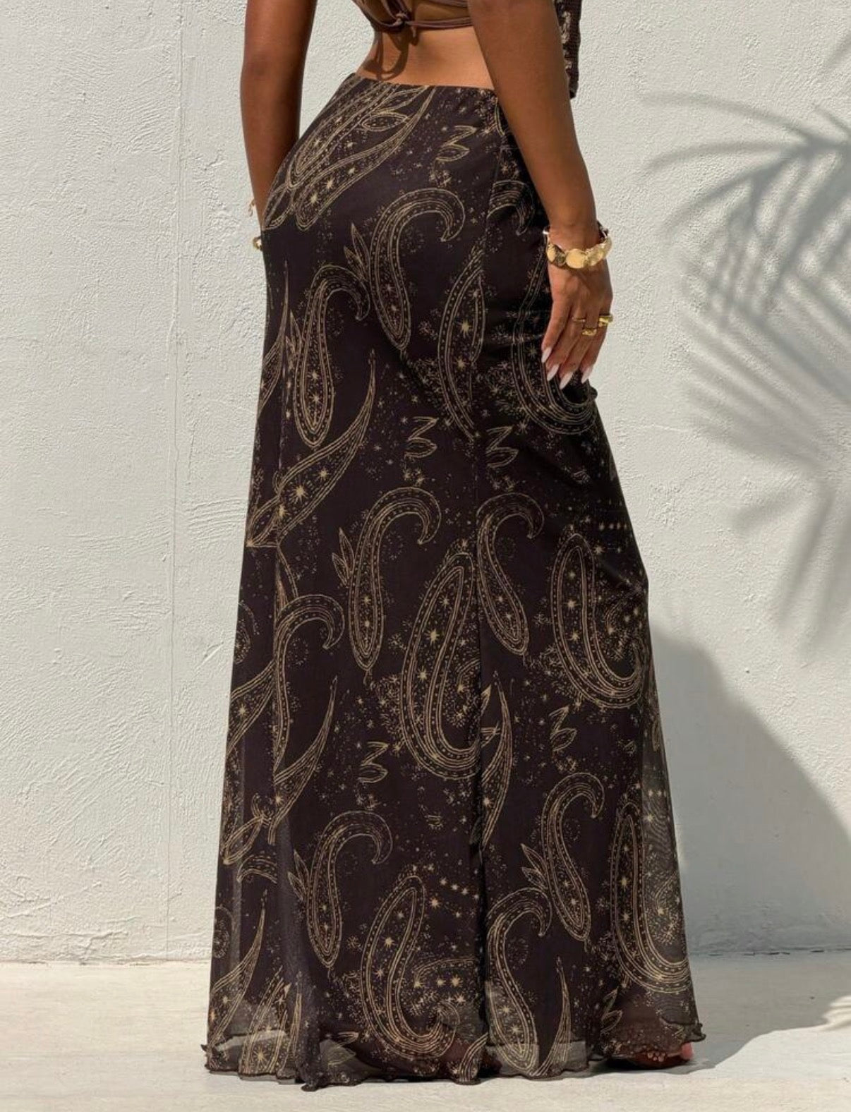 Mocha Paisley Maxi Skirt