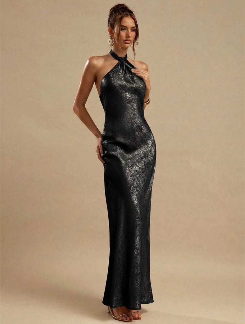 Midnight Luxe Halter Dress