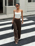 Espresso Belted Wide-Leg Trousers