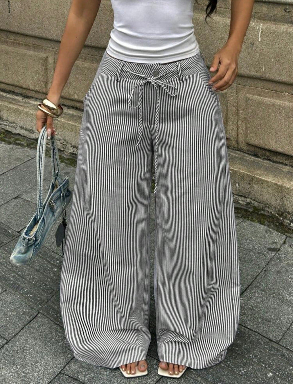 Striped Wide-Leg Pants