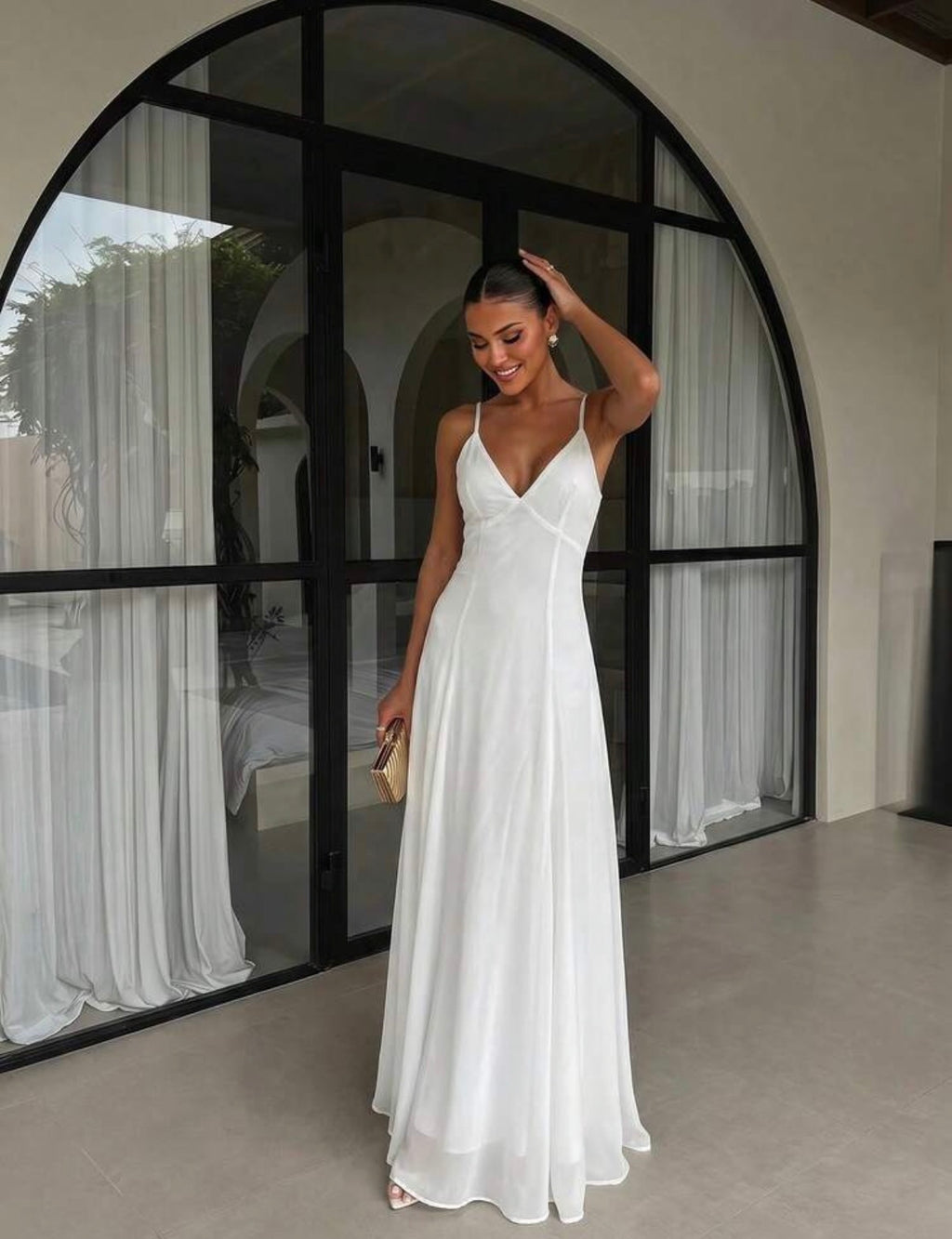 White Open-Back Maxi Dress