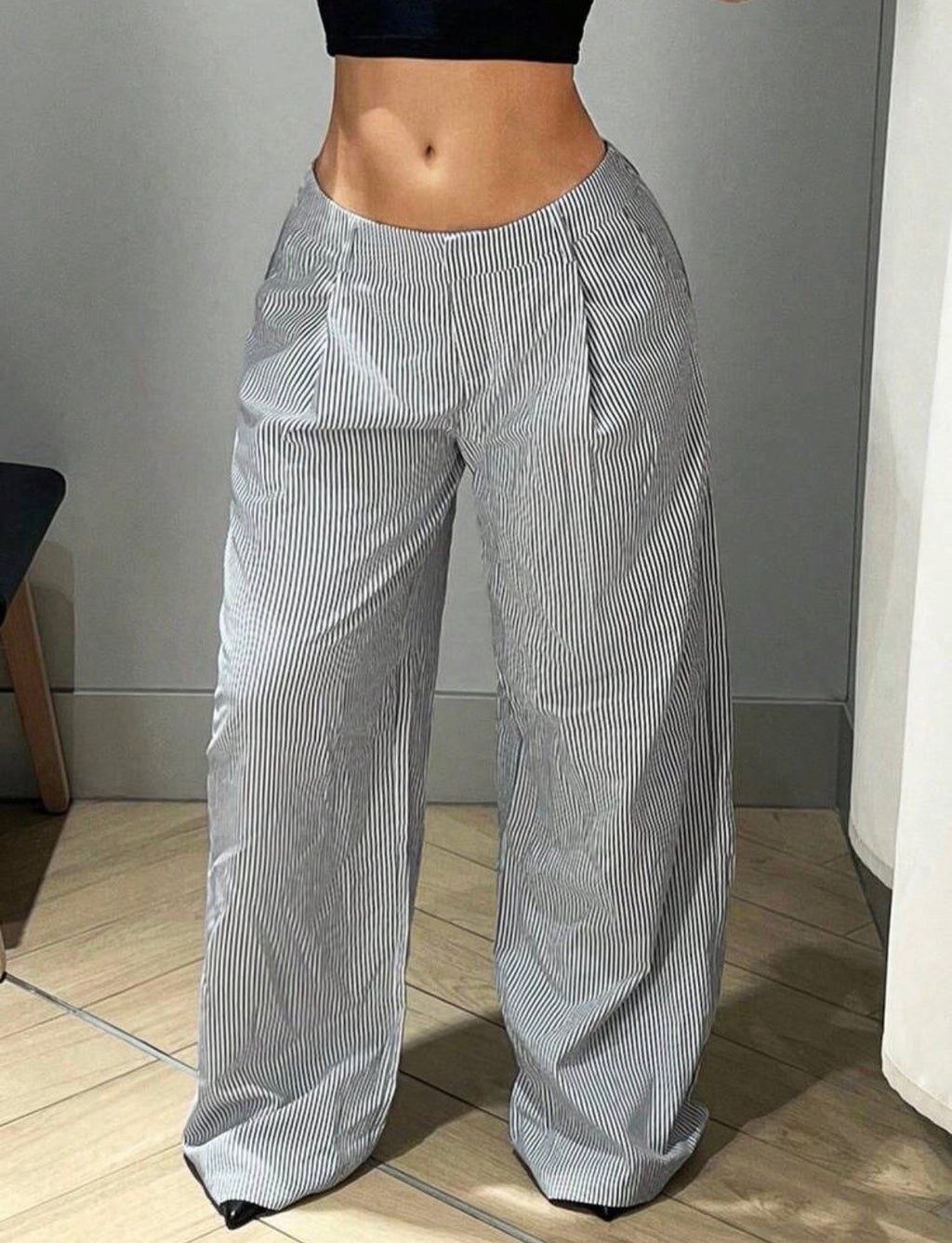 Striped Wide-Leg Trousers